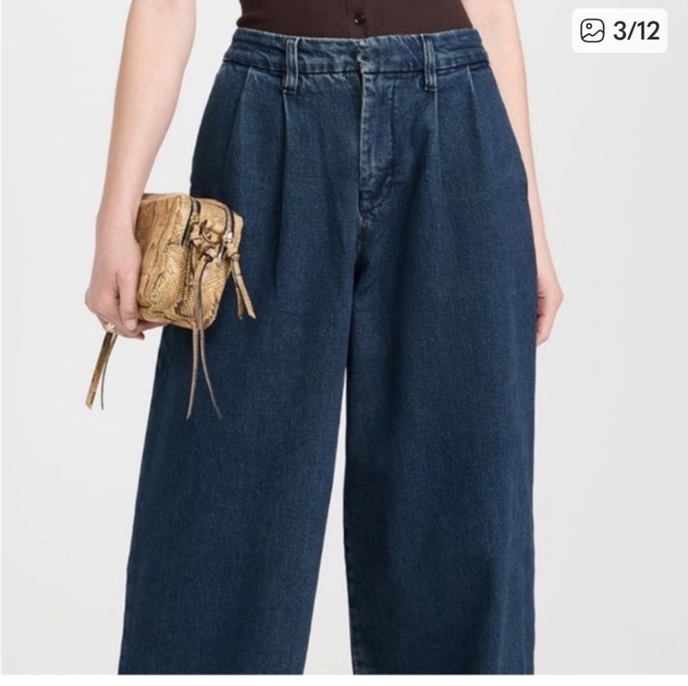 Good American Size 10 Good 90s Pleated Wide Leg Jeans (RUN BIG- READ) - Picture 3 of 16